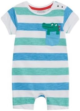 bluezoo Bzb C1 Stripe Crew Neck Jersey Romper (Dino in Pocket)