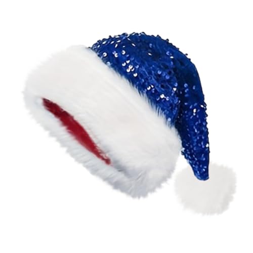 Custom Santa Hat Personalised with Embroidery Name,Christmas Festive Plush Hats,Holiday Headwear for Adults & Kids Accessoriese Party New Years Eve ﻿ (Blue-7)