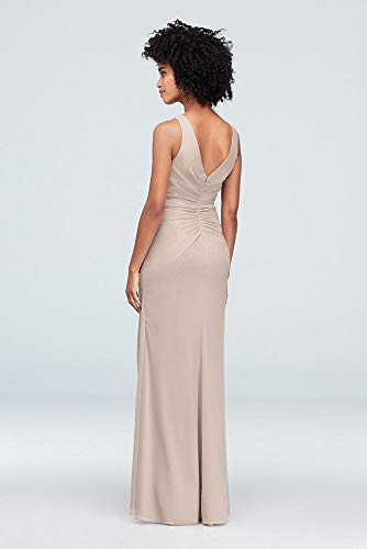 David's Bridal High-Neck Ruched Mesh Bridesmaid Dress Style F19946, Black, 16 - Thumbnail 2