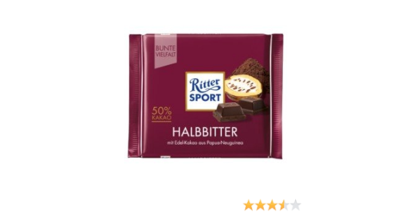 Amazon Com Rittersport Halbbitter 50 Kakao 100g Grocery Gourmet Food