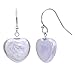 Sterling Silver 11-11.5mm Heart Shape White Freshwater Cultured Pearl Dangle Earrings