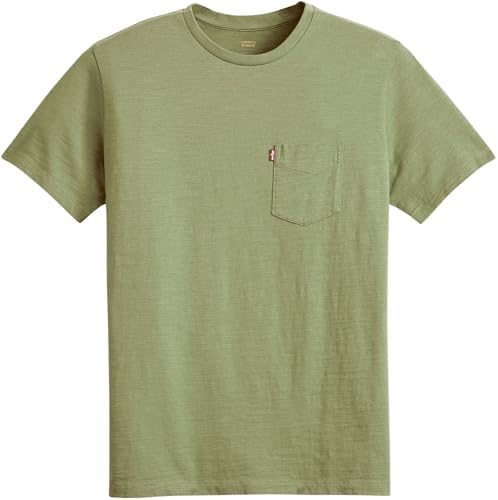 Maglietta da Uomo a Maniche Corte Classic Pocket Tee, Moss Olive 0908736 - Slub, M