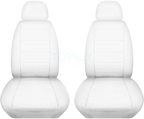 Solid Car Seat Covers w 2 Separate Headrest Covers: White - Semi-Custom Fit - Front - Will Make Fit Any Car/Truck/Van/SUV (22 Colors)