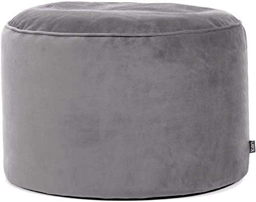 icon Milano Velvet Bean Bag Pouffe, Charcoal Grey, Large Pouffe Footstool with Filling Included, Footrest, Bedroom