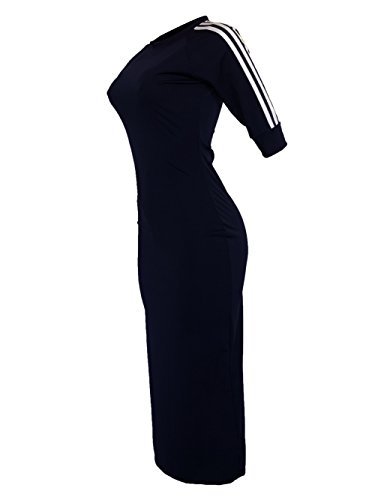 Molisry Women Striped Half Sleeve Bodycon Dress Casual Solid Slim Fit Midi Dress - Thumbnail 4