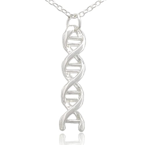 COS (TM) DNA Double Helix Necklace (Silver Plated)