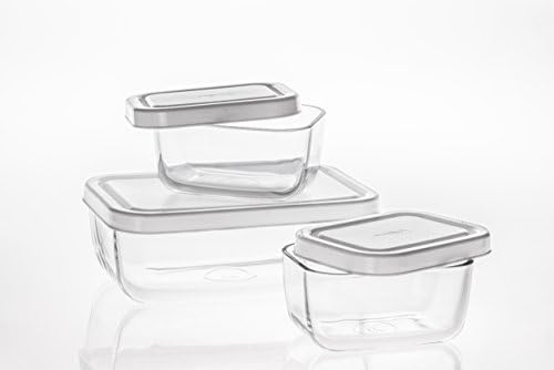 Food Container Set of 3, Shatter Resistant Kitchenware Elegant Glassware Kitchen Accesories, Clear