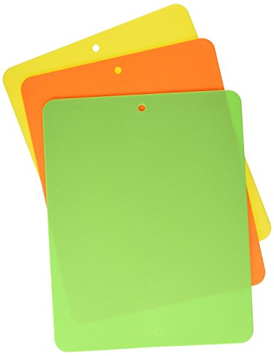 Francois et Mimi Set of 3x Colorful Flexible Bendy Food-Safe Cutting Mat Board, 15"x12"