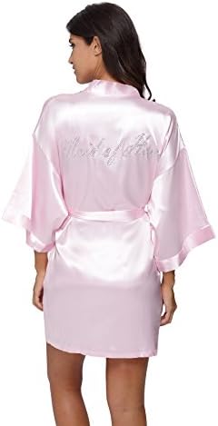 The Bund Women's Short Bride Bridesmaid Kimono Robes for Wedding Party