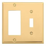 Baldwin Estate 4743.030.CD Square Beveled Edge GFCI Single Toggle Combo Wall Plate in Polished Brass, 4.5" x 4.5"