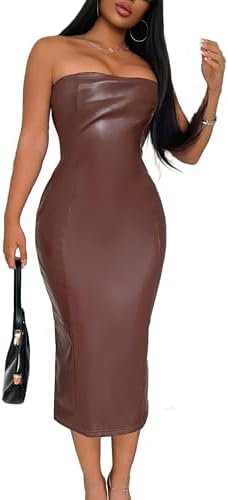 make it sexy faux leather midi dress Make It Sexy Faux Leather Midi Dress - Brown