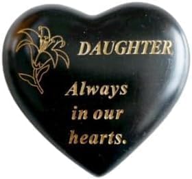 Black & Gold Love Heart Memorial Stone Lily Pic Ornament (Daughter)