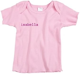 Embroidered Girls Pink Short Sleeve Infant Baby Rib Lap Tee, 6-12 months, amelia