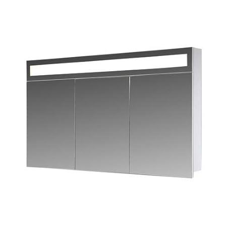 Eurosan 3-türiger Spiegelschrank, Superflache, Integrierte LED-Frontbeleuchtung, Breite 100 cm, Weiß, Paris, P100