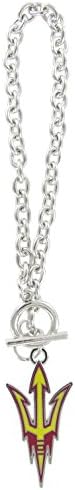 Arizona State University Fork Logo Toggle Chain Bracelet with Maroon and Gold Enamel