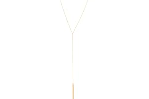 S.J JEWELRY Womens Handmade CZ Simple Delicate 14K Gold Plated/Rose Gold Plated/Silver Plated Lariat Simple Baton Adjustable Y Necklace