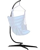 FDW Hammock Chair Stands Hanging Hammock Stands,C Stand Outdoor Solid Steel Heavy Duty Stand Only Construction for Hanging Hammock Air Porch Swing Chair Indoor