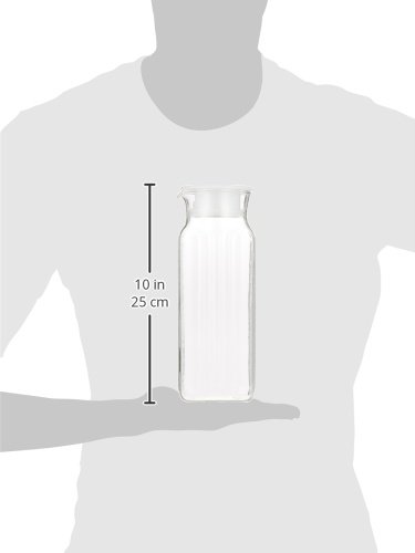 iwaki KT296K-W Heat Resistant Glass Pitcher, Cold Water Bottle, White, 3.8 fl oz (1 L), Square Server, Barley Tea, Tea Pot,