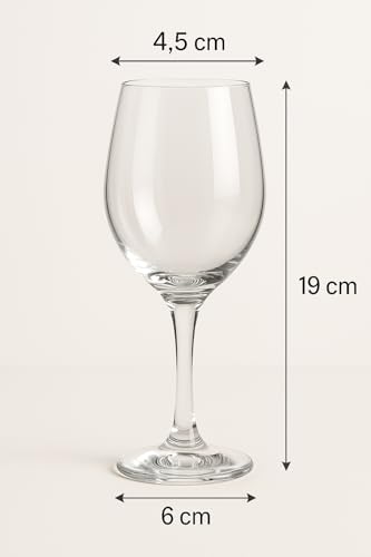 Taça de Vinho Luxo 330ml – Conjunto com 6 Unidades | Vidro Fino e Resistente | Ideal para Vinhos Tintos e Brancos | Sofisticação para Jantares e Eventos Elegantes (330, Millilitros)