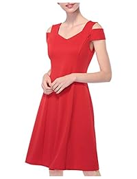 CHICIRIS Vestido de mujer con hombros descubiertos y acampanado para fiesta de cóctel