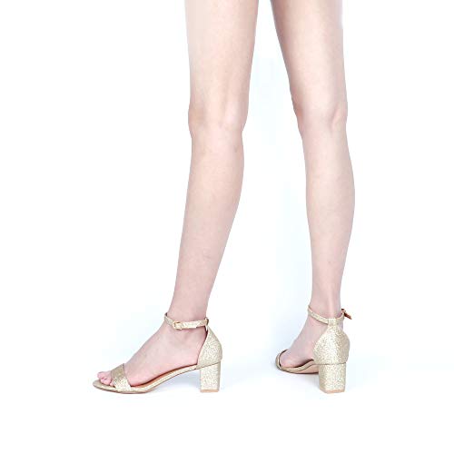 SHOWHOW-Womens-Block-Low-Heel-Ankle-Strap-Heeled-Sandals-Shoes-Chunky-Dress-Office-Heels-Gold-Glitter-9-M-US