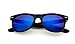 LotFancy Polarized Horn Rimmed Sunglasses for Women Men, 80’s Retro Stylish Square Eyewear with Case, UV400 Protection, 54MM, Revo Blue Mirrored Lens, Matte Black Resin Frame