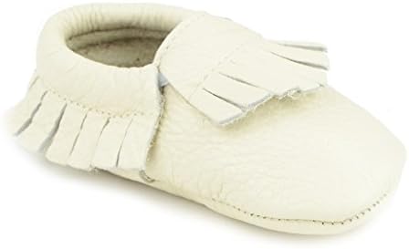 Kids Child Unisex Baby Boy Girl Pre-Walker Leather Moccasin Slip-on Shoes, Off-White 2-3T
