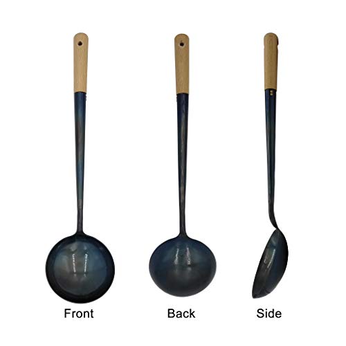 Traditional Hand Made Spatula and Ladle Set for Wok, Asian Stir Fry Cooking Utensil Set with Wooden Handle, Chinese Chuan and Hoak Set - Thumbnail 3