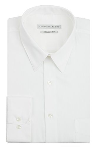 Geoffrey Beene Men's Regular Fit Sateen Solid Dress Shirt, Classic White, 16" Neck 32"-33" Sleeve