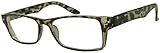 Classic Rectangular Negative Strength Prescription Eyewear Glasses Power -1.00 thru -2.25 (Grey Tortoise, -2.25)