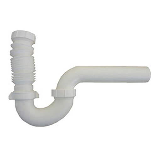 LASCO03-4235 White Plastic Tubular 1-1/2-Inch Complete P-Trap with Flexible J Bend with Nuts and Washers
