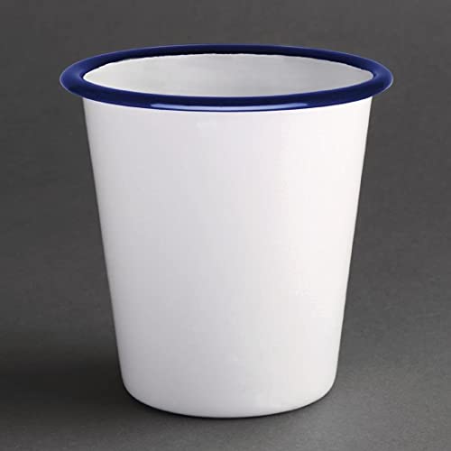 Olympia Enamelled Steel Tumbler 310ml, Blue and White, Pack of 6