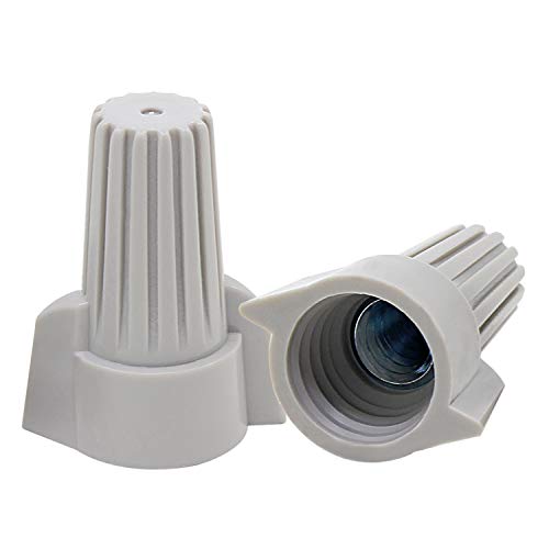 WiMas 50PCS Winged Wire Connectors Easy Twist-On Ribbed Cap Electrical Wire Connector Spring Inserted Nuts Caps (P4:18-8AWG (Grey))
