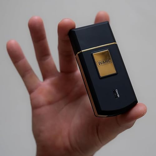 Wahl Travel Shaver Gold Edition Cordless Rechargeable Electric Shaver for Men, Great for Travel, Hair and Beard Trimmer, Compact and Portable