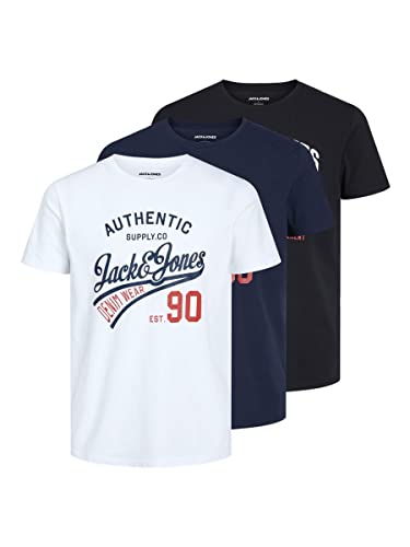 Herren Jjethan Tee Crew Neck 3pk Mp Noos T Shirt, Schwarz, L EU