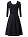 KIRA Women's 3/4 Sleeve Round Neck Simple Designed Casual Flared Midi Dress