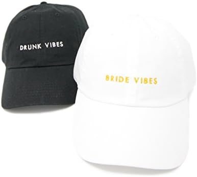 Bachelorette Party Hats - Bride Vibes | Party Vibes | Drunk Vibes (Bundle: 1 Black Drunk Vibes &amp; 1 White Bride Vibes, 2)