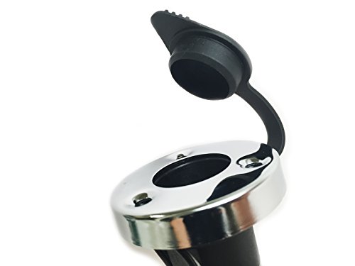 Pactrade-Marine-Black-Rubber-Cap-2-Prong-Stern-Light-Pole-Base-Silver-Top-Socket-Plug-In Pactrade-Marine-Black-Rubber-Cap-2-Prong-Stern-Light-Pole-Base-Silver-Top-Socket-Plug-In