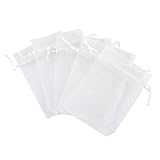 Anleolife 50pcs White 3x4 Organza Bags Wedding Sheer Organza Favor Bags Jewelry Drawstring Pouches Dresser Drawers Organizer Gift Bags 11x9cm/4.5x3.5' inch (white)