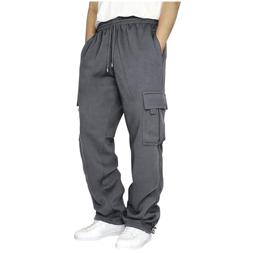 THWEI Cargo Sweatpants Casual Work Hiking Jogger Trousers Loose Fit Pants Dark Grey L