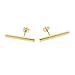 Minimalist 925 Sterling Silver Stud Earrings Modern Bar Geometric Design (Yellow Gold Flashed)