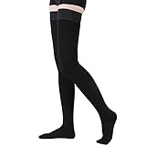 Thigh High Compression Stockings, Opaque, Firm Support 20-30 mmHg Gradient Compression with Silicone Band, TOFLY Closed Toe Compression Stockings, Treatment Swelling, Varicose Veins, Edema. Black S