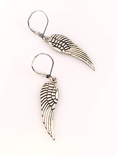Angel Wing Medium Sized Pewter Earrings