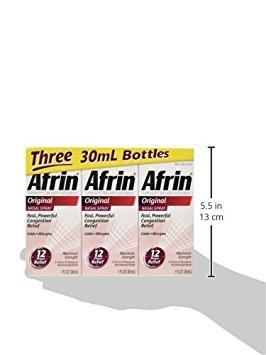 Afrin Original Maximum Strength 12 Hour Nasal Congestion Relief Spray - 3 bottles, 1 FL OZ (30mL) each. Total 3 FL OZ (90 mL)