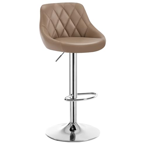 WOLTU 1er Barhocker Barstuhl, leichte reinige Kunstleder, Gute gepolsterte Sitzfläche, Höhenverstellbar, 360° Drehbar, Farbwahl, in Khaki