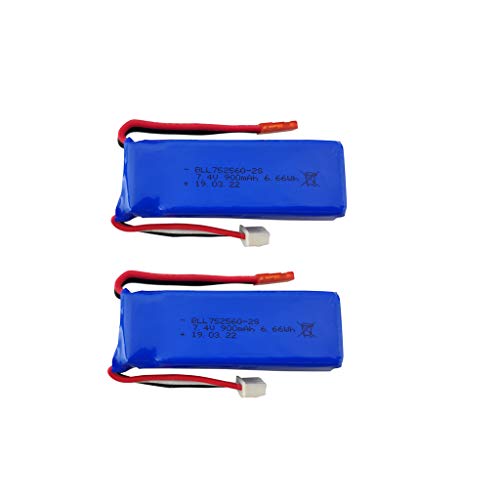 Fytoo 7.4V 900mAh Lithium Battery for XK X520 XK X420 Six-Channels brushless aileron 3D Stunt Helicopter Accessories high Rate Aircraft Model Battery (2PCS) - Thumbnail 6