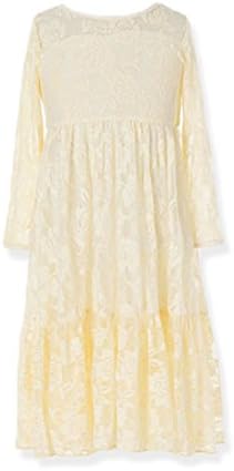 Kids Lace bridesmaid Long Dress-VYU Age 2-12 Princess Full-length Prom Dress