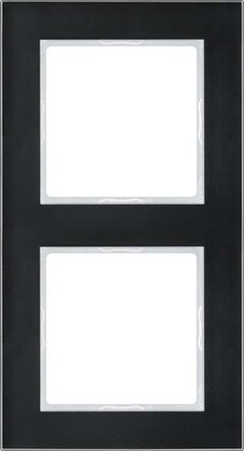 Jung 1x glass frame double, series A creation in black, 1 piece, AC 582 GL SW