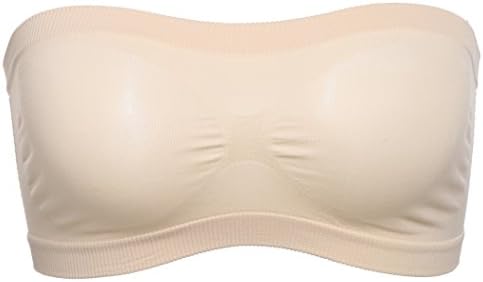 Zekotech Women's Push-Up Bandeau Strapless Sports Bra Mesh Stretch Seamless Tube Top Bras (Nude)