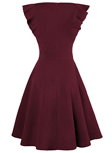 IHOT Women's Vintage Ruffle Floral Flared A Line Swing Casual Cocktail Party Dresses
